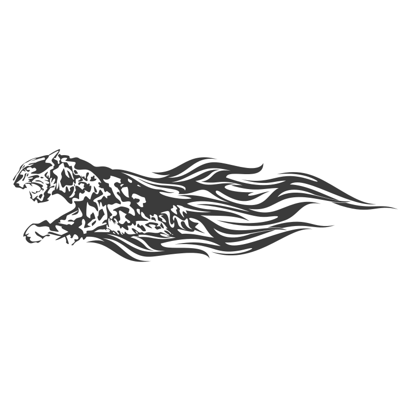 Sticker Guépard flammes