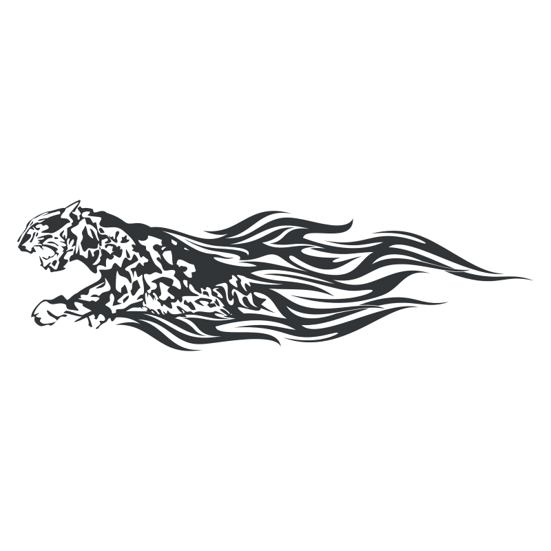 Sticker Guépard flammes