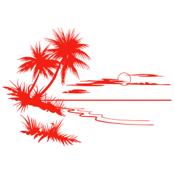 Sticker Paysage Mer & Palmiers