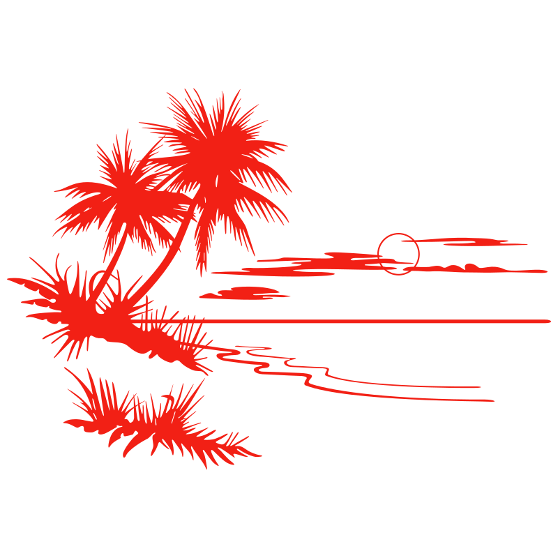 Sticker Paysage Mer & Palmiers