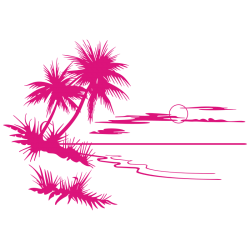 Sticker Paysage Mer & Palmiers
