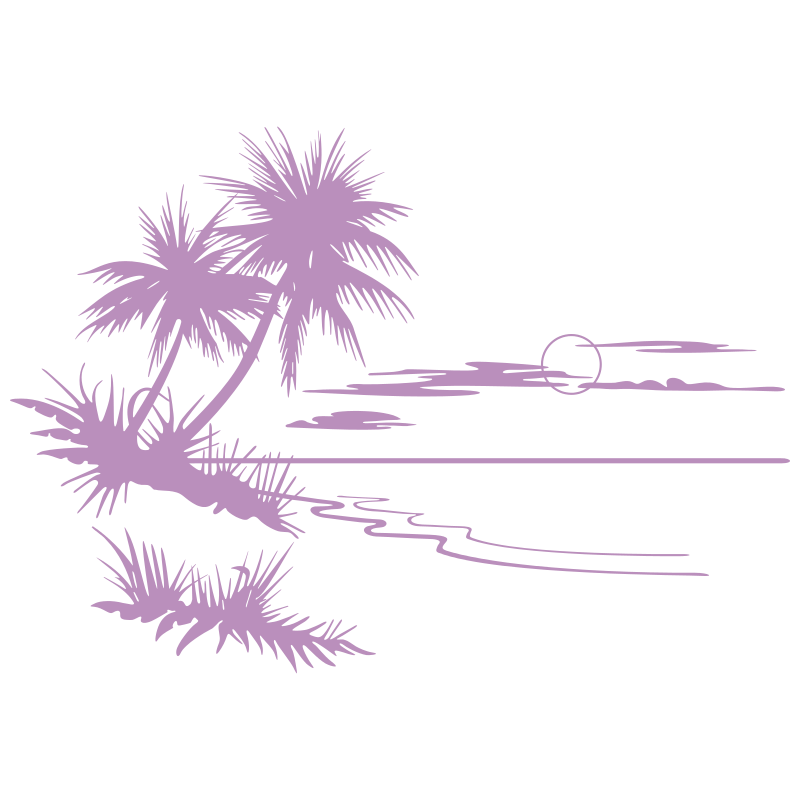 Sticker Paysage Mer & Palmiers