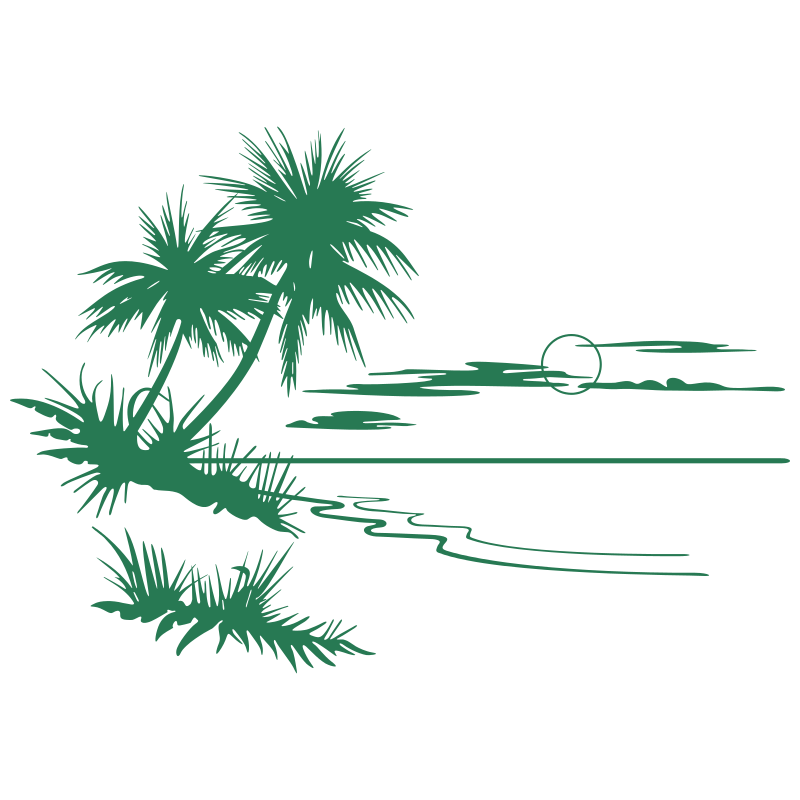 Sticker Paysage Mer & Palmiers