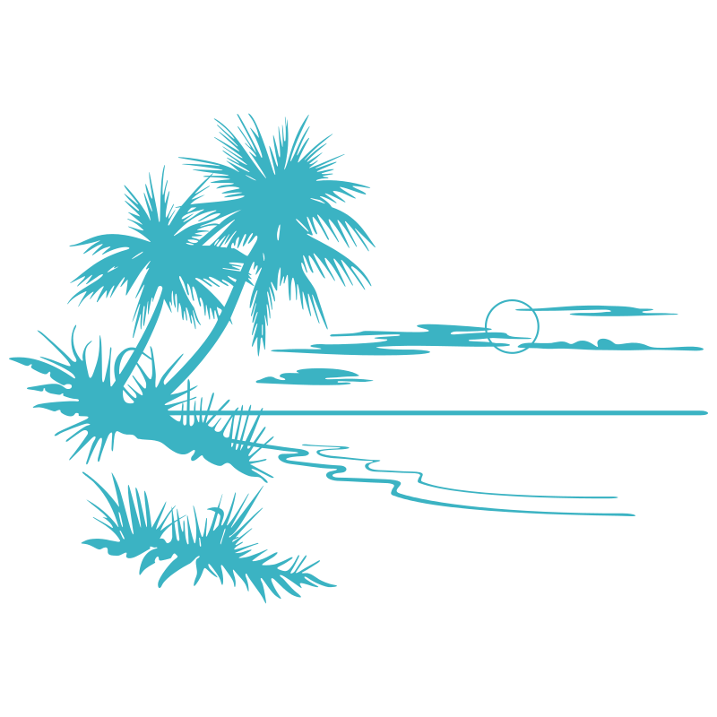 Sticker Paysage Mer & Palmiers