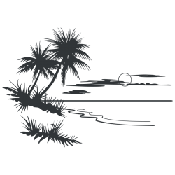Sticker Paysage Mer & Palmiers