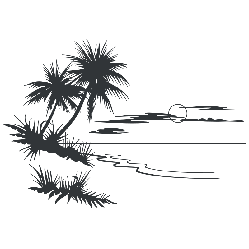 Sticker Paysage Mer & Palmiers