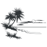 Sticker Paysage Mer & Palmiers