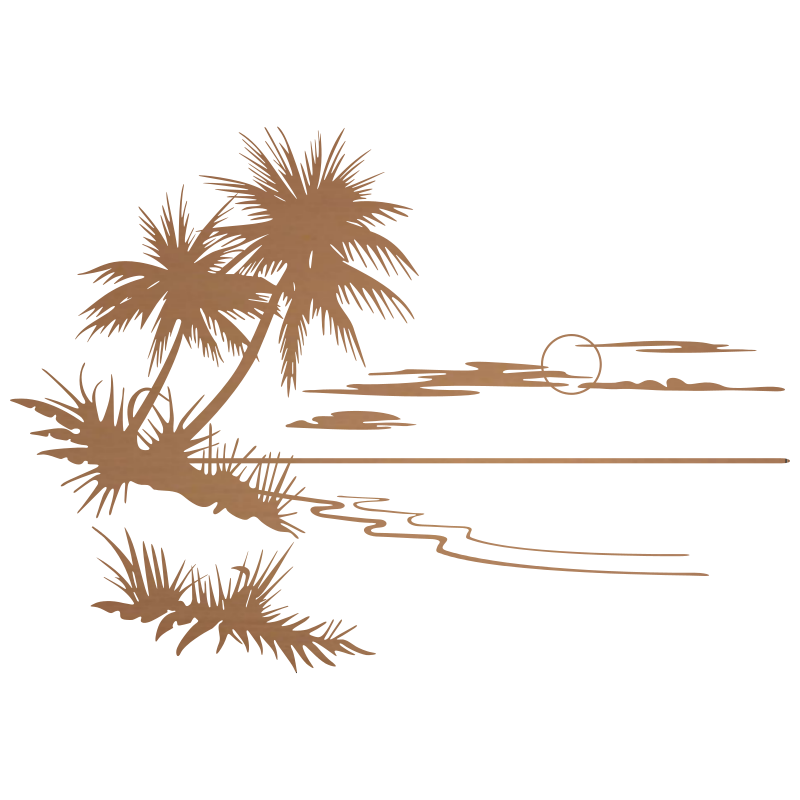 Sticker Paysage Mer & Palmiers
