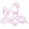 Sticker Poule et ses Poussins