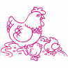Sticker Poule et ses Poussins