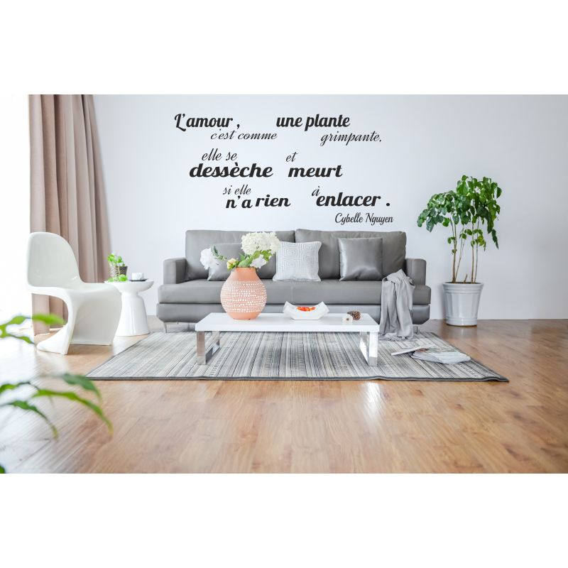Sticker citation l'amour c'est comme une plante
