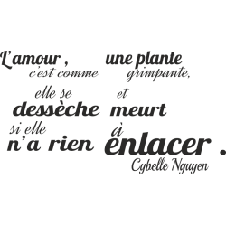 Sticker citation l'amour c'est comme une plante