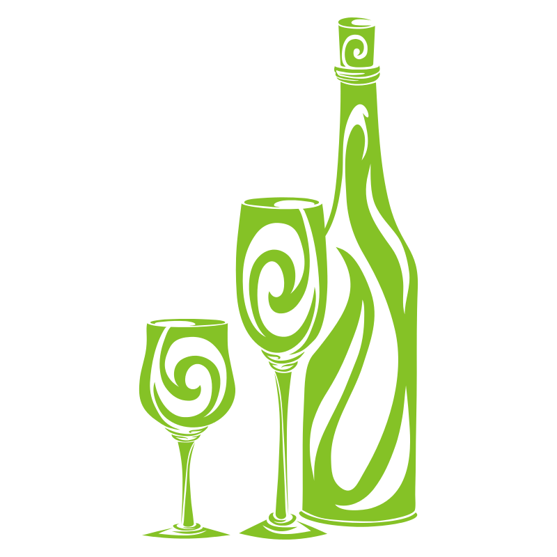 Stickers bouteille et verres